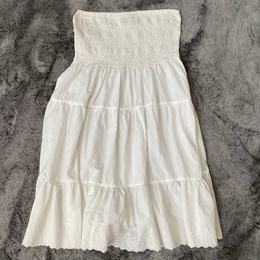 White Cotton Dress/Cover-Up/Skirt.  One size fits most,